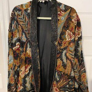 Vintage Judith Ann Plus Silk Sequin Lined Cardigan Jacket 1X 16-18